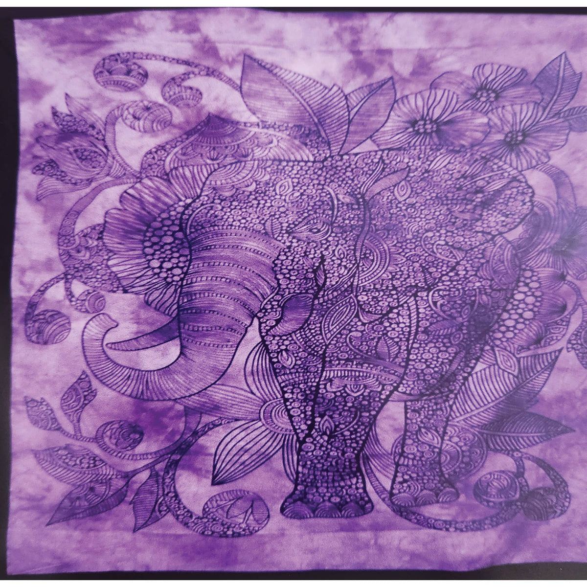 Good Luck Elephant Floral Tapestry - 7 x 4.5 ft approx.