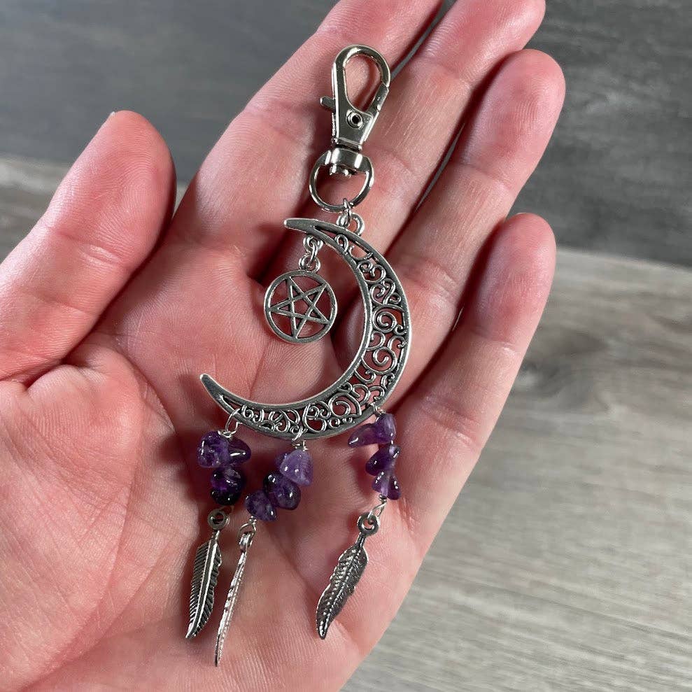 Assorted Crescent Moon Dream Catcher Keychains – Boho Celestial Bag Charms & Gift Accessories