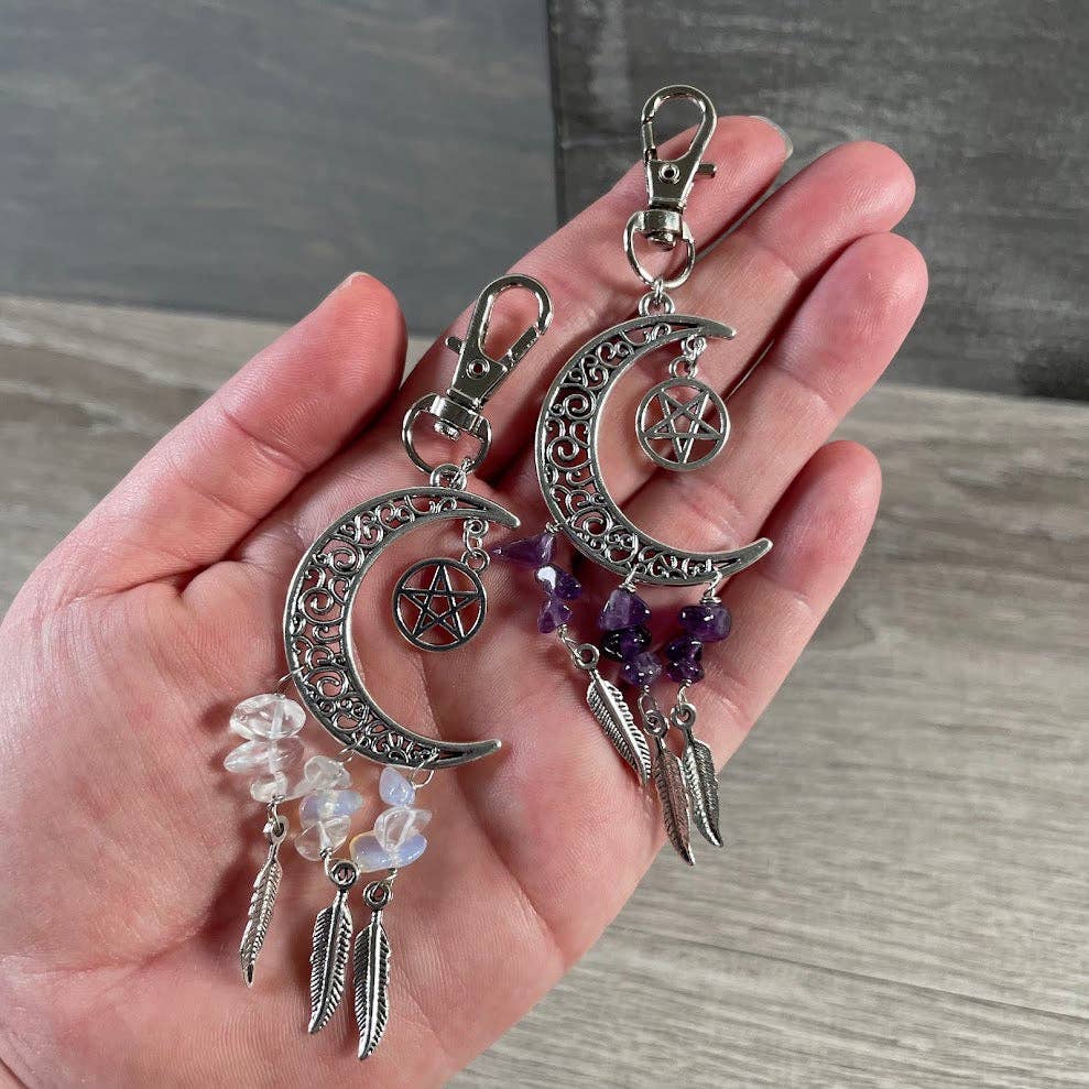 Assorted Crescent Moon Dream Catcher Keychains – Boho Celestial Bag Charms & Gift Accessories
