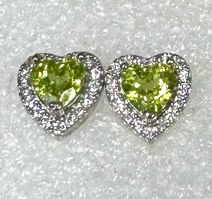 Natural Peridot heart Stud Earrings