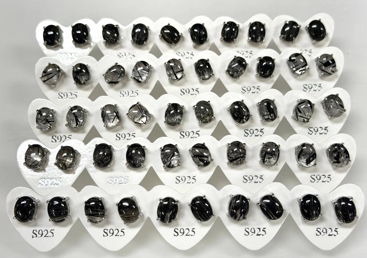 Natural Tourmalined Quartz Stud Earrings