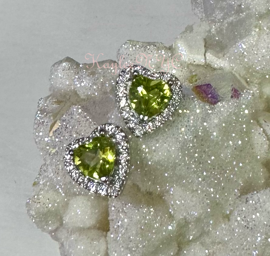 Natural Peridot heart Stud Earrings