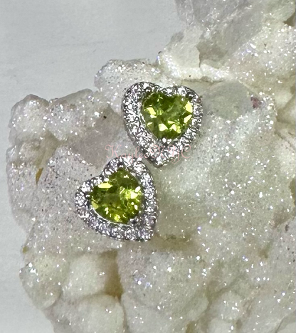 Natural Peridot heart Stud Earrings