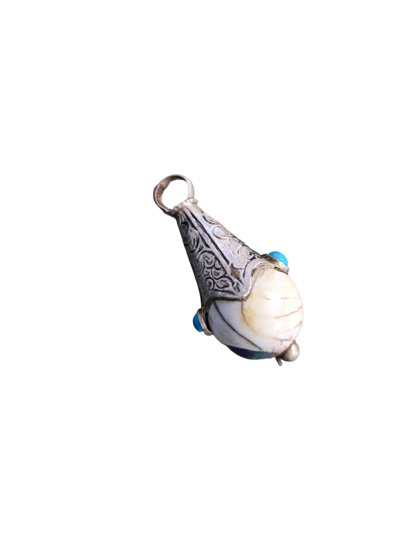 Handcrafted Inlay Stones Teardrop Pendant