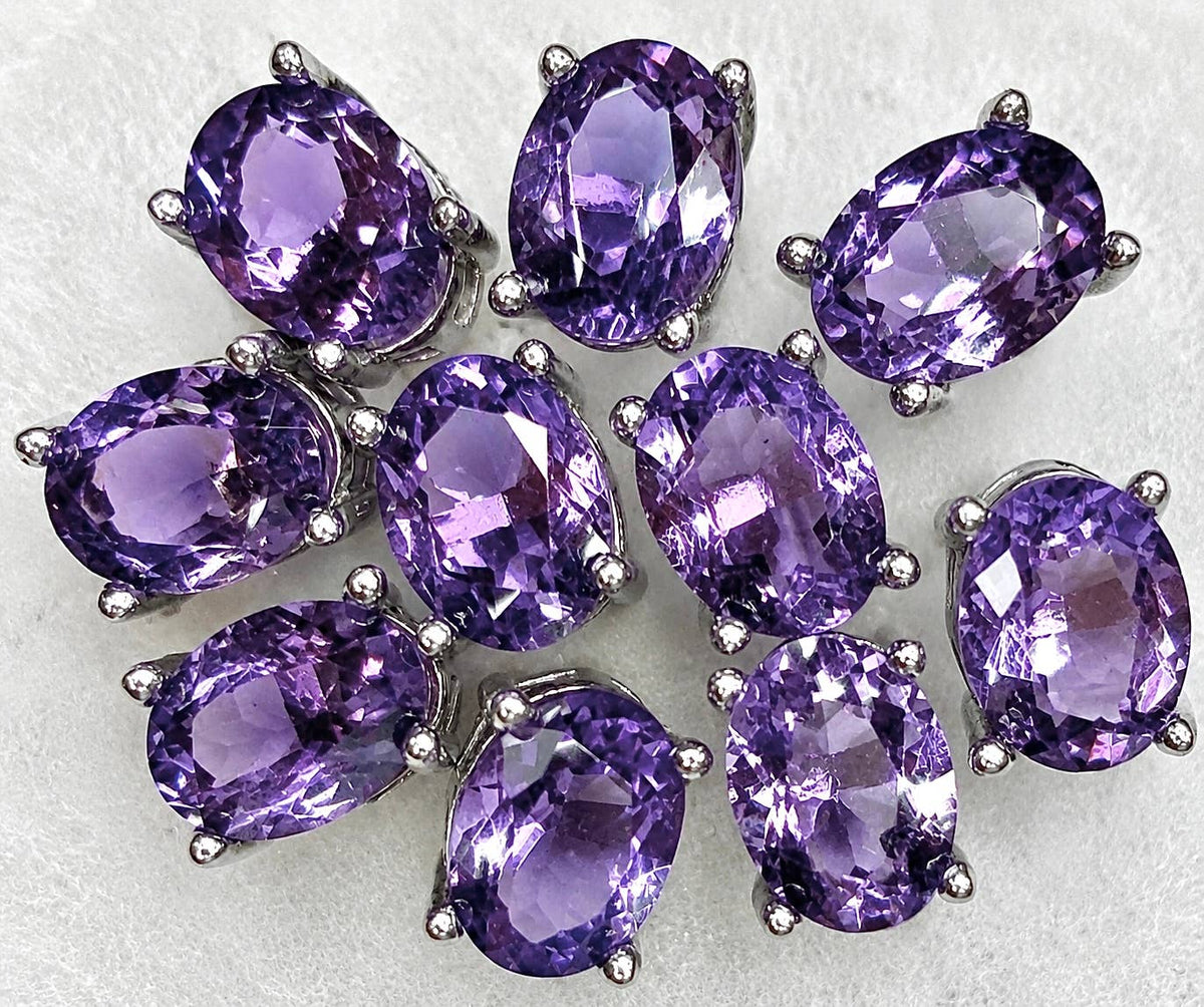Natural 6x8m Amethyst Earring Studs