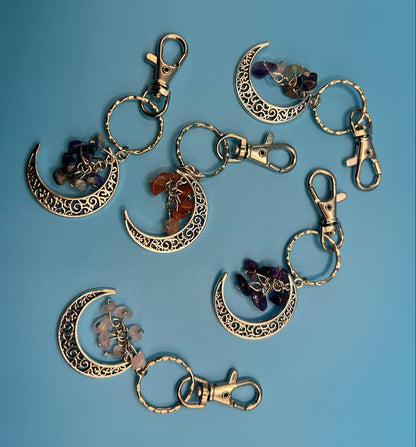 Gemstone Moon Keychains