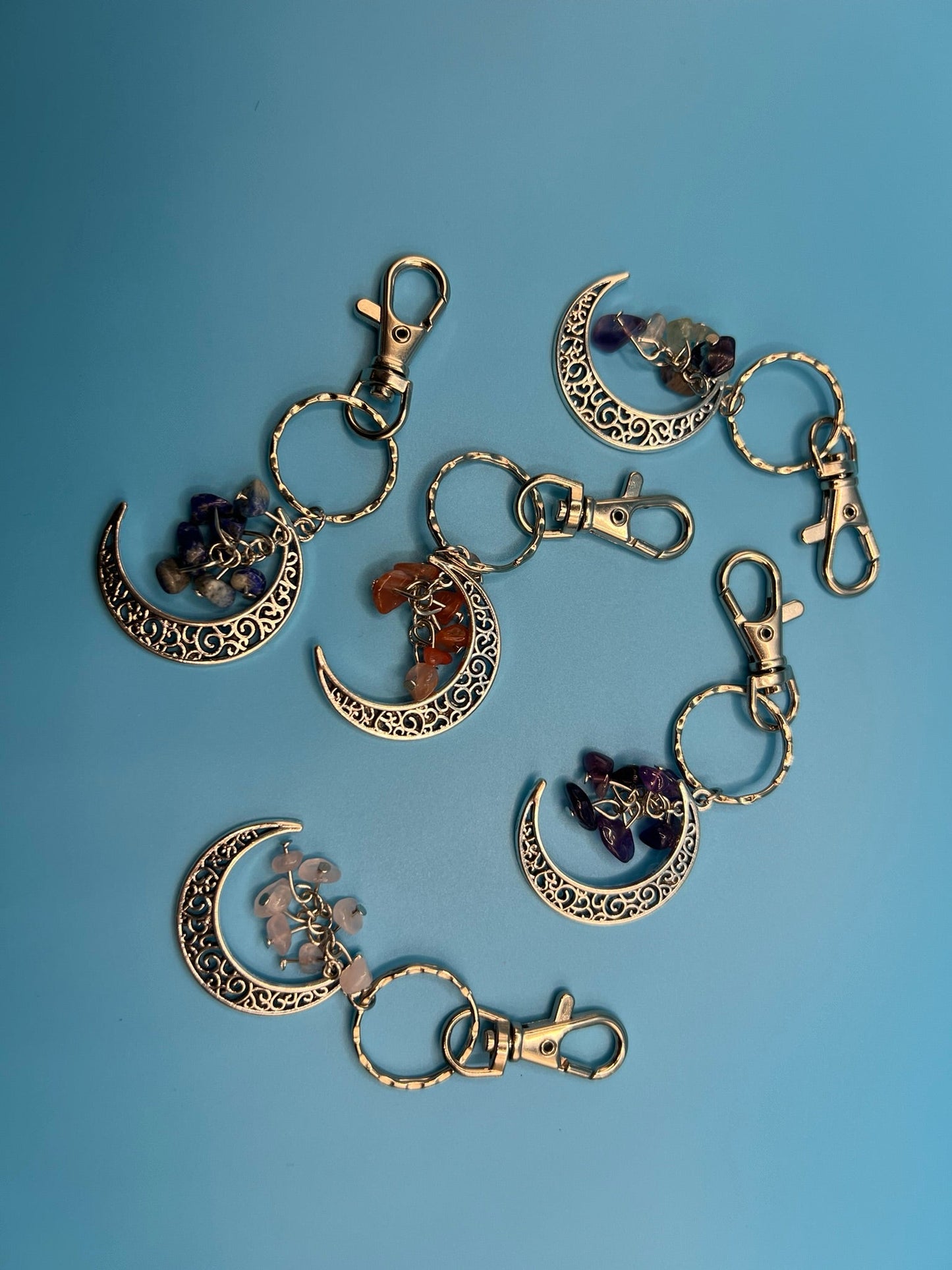 Gemstone Moon Keychains