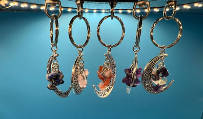 Gemstone Moon Keychains