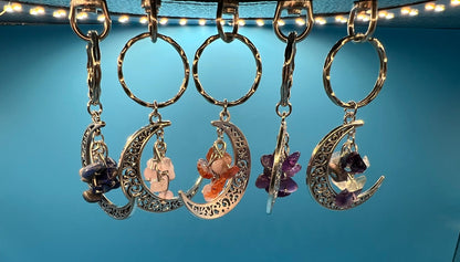 Gemstone Moon Keychains