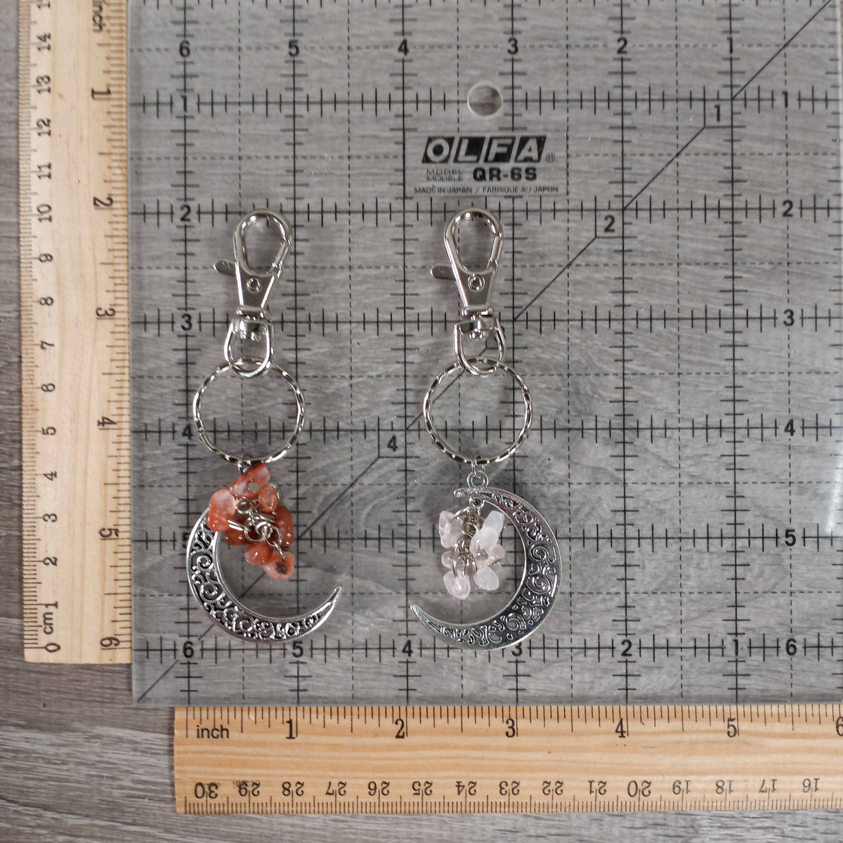 Gemstone Moon Keychains