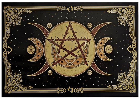 Crescent Moon Stars Tapestry - Approx. 4.5 x 6.5 ft