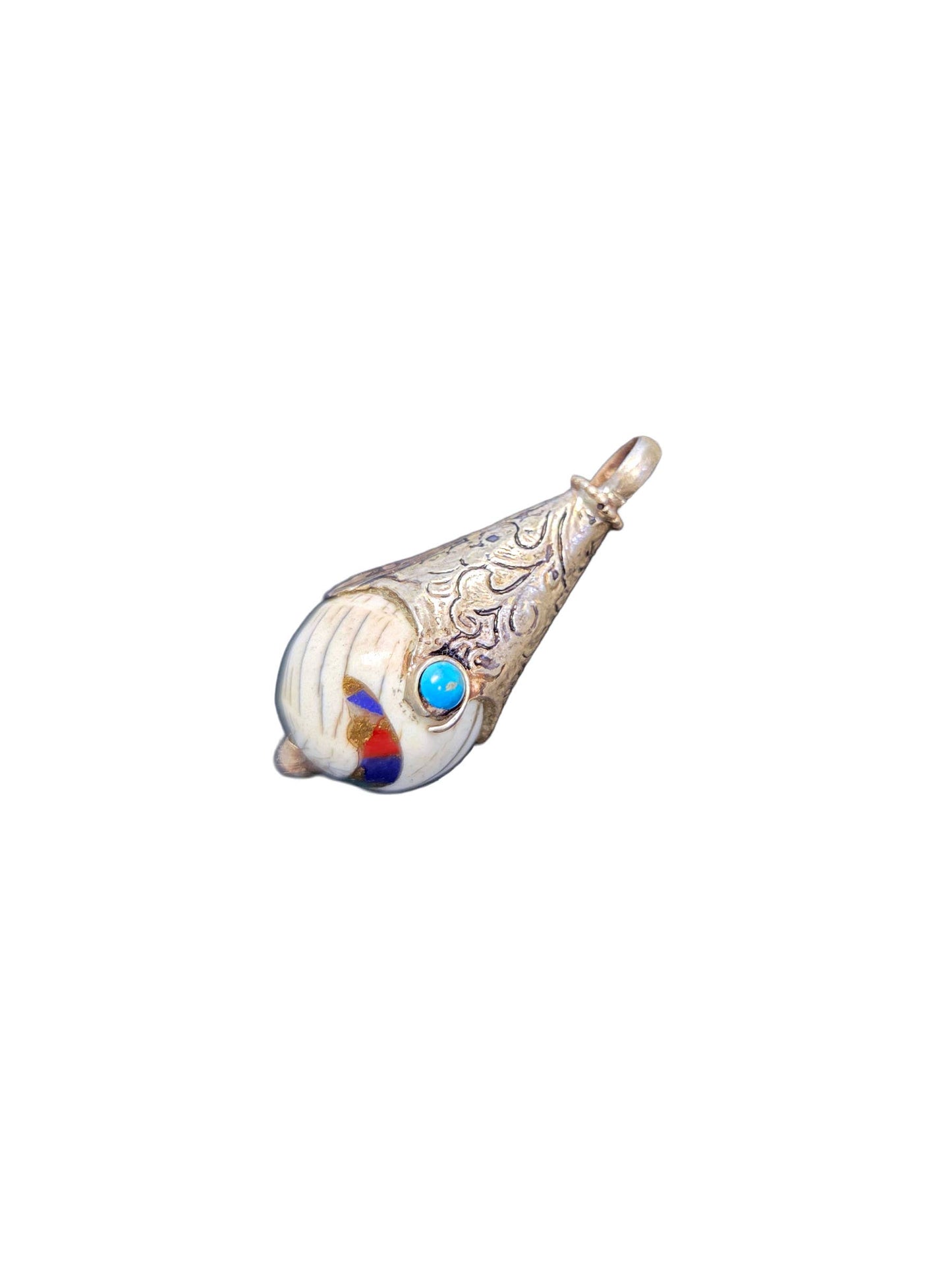 Handcrafted Inlay Stones Teardrop Pendant