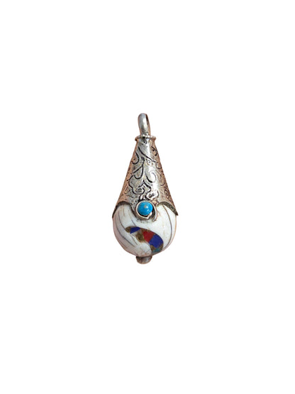 Handcrafted Inlay Stones Teardrop Pendant
