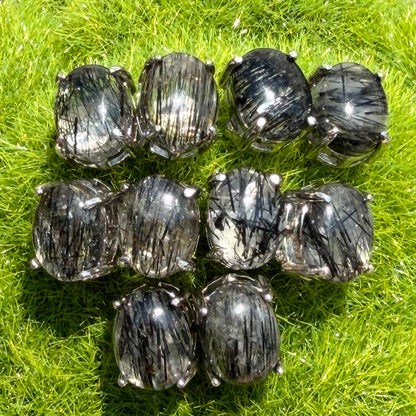 Natural Tourmalined Quartz Stud Earrings