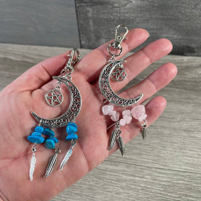 Assorted Crescent Moon Dream Catcher Keychains – Boho Celestial Bag Charms & Gift Accessories