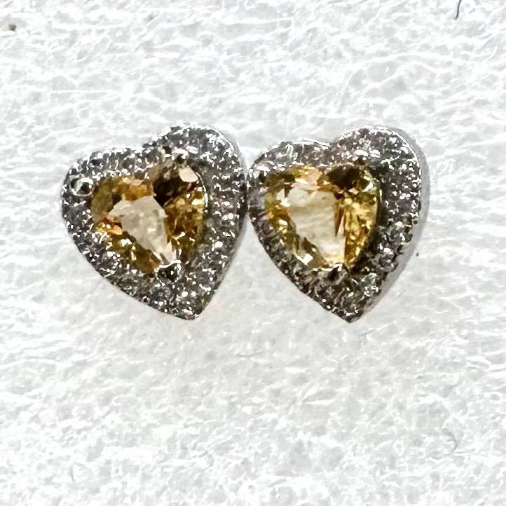 Natural Citrine heart Stud Earrings