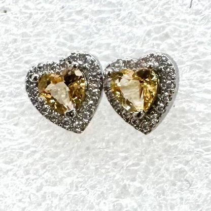 Natural Citrine heart Stud Earrings