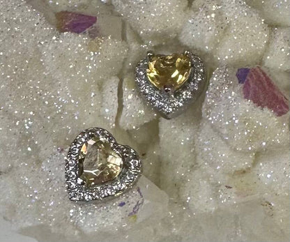 Natural Citrine heart Stud Earrings