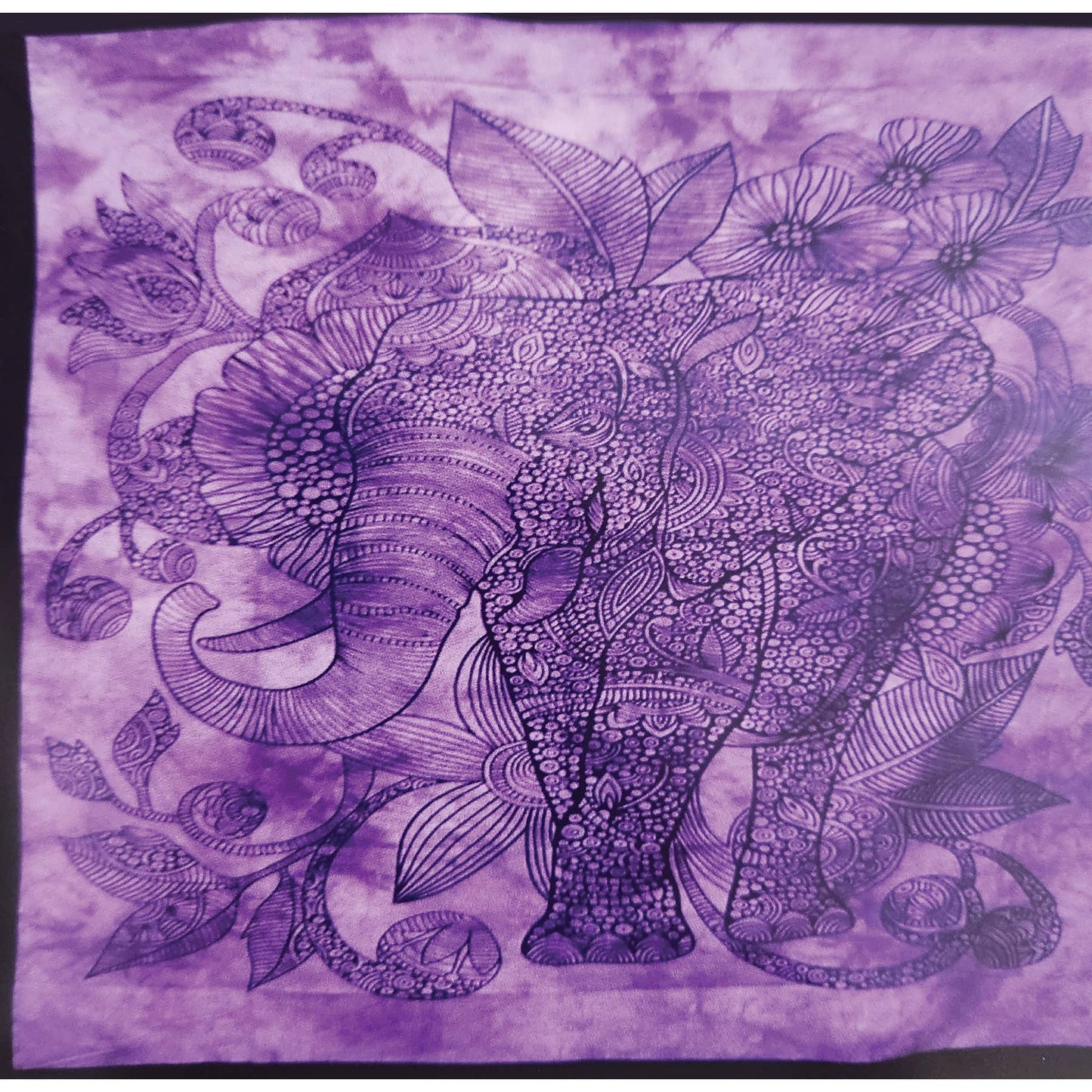 Good Luck Elephant Floral Tapestry - 7 x 4.5 ft approx.
