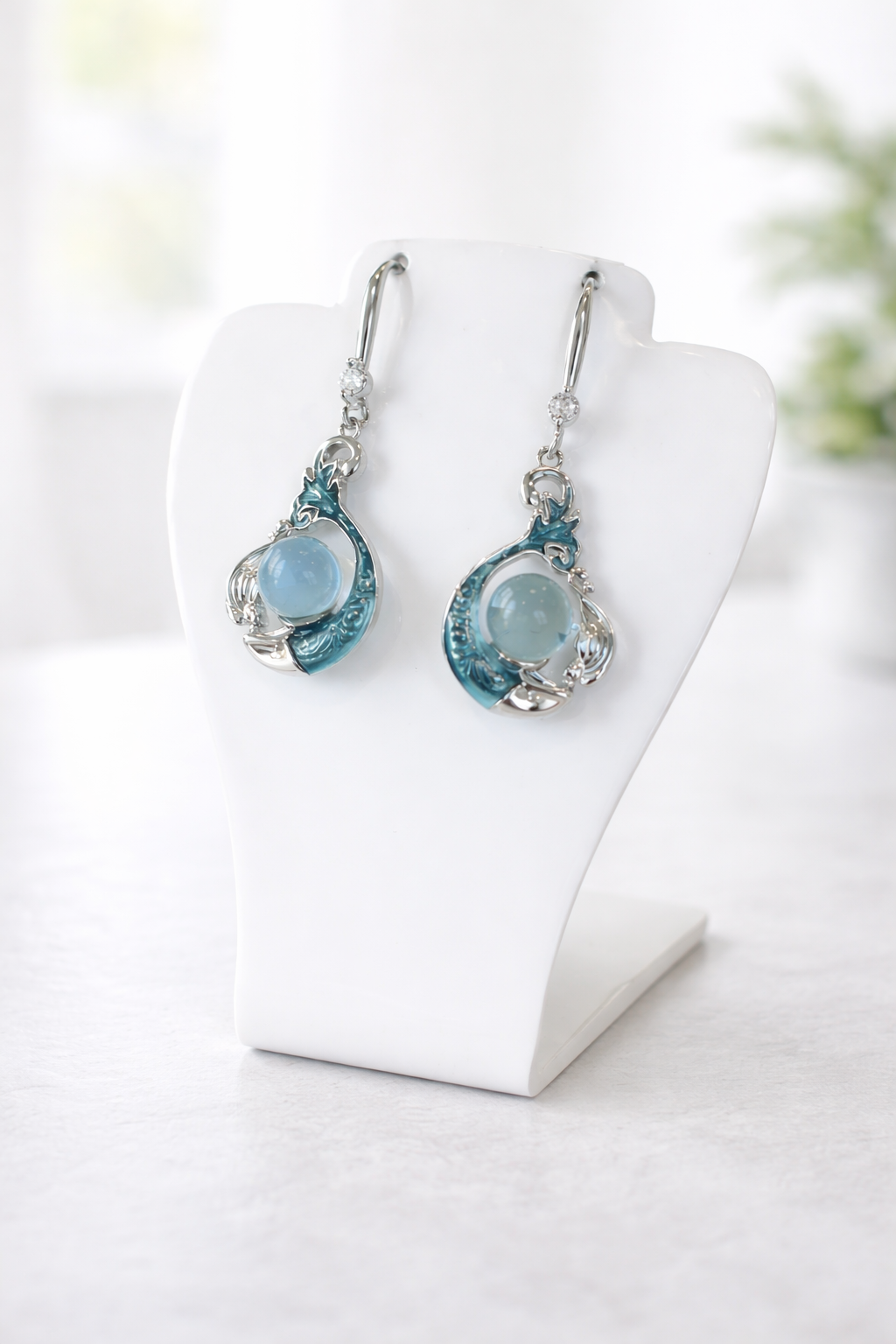 Mermaid Sea Glass Silver Earrings