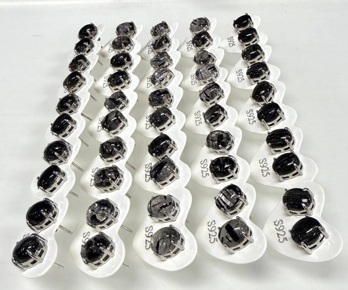 Natural Tourmalined Quartz Stud Earrings